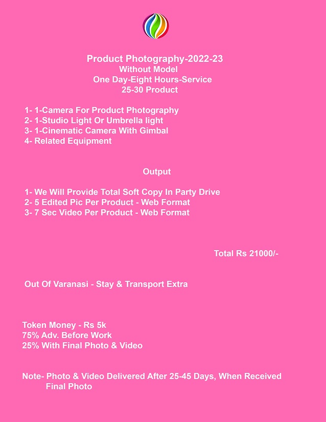Image Of Product Photography Packages Price in Varanasi-India